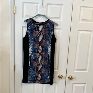 Hale Bob Black and Blue Snake Print Dress